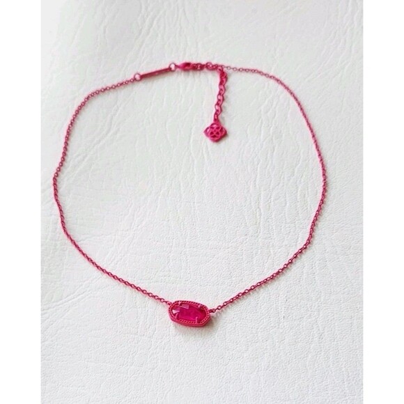 Rare Kendra Scott Matte Magenta Pink Agate Elsa Necklace 17" - Picture 1 of 8